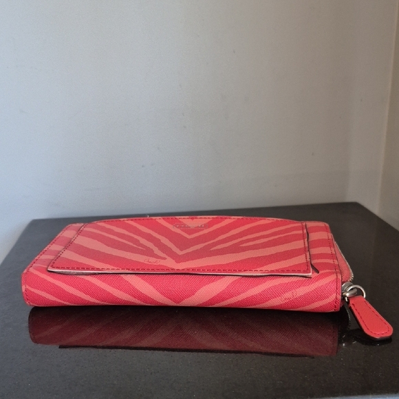 Coach Coral Zebra Print Wallet and Pouch Set - Picture 9 of 16
